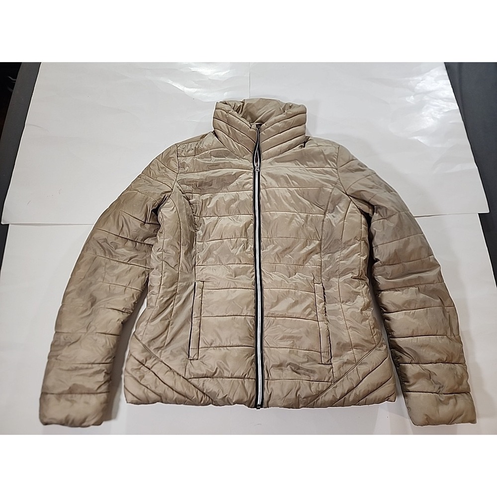 Womens Everlast Beige full zip puffer jacket size Large